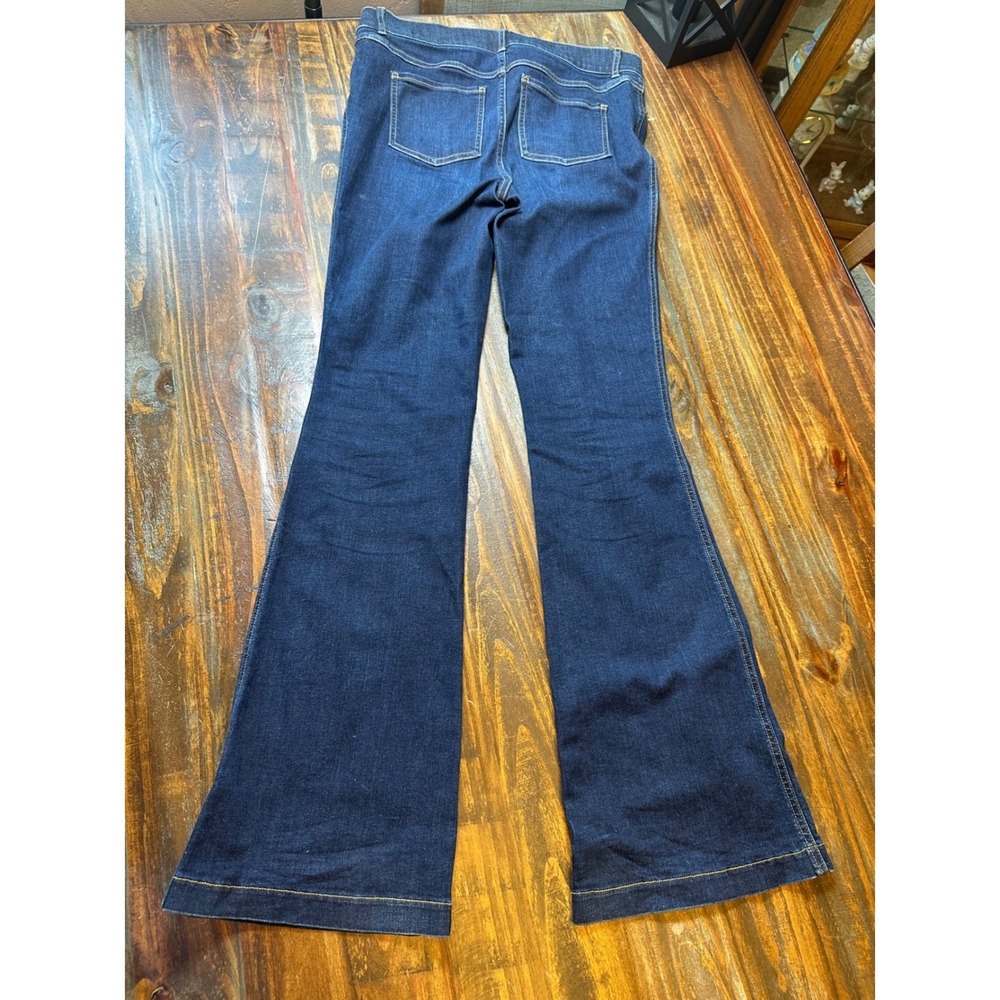 Spanx Flare Jeans Dark Indigo High Rise Pull On Stretch Denim Women's Large - Picture 10 of 12